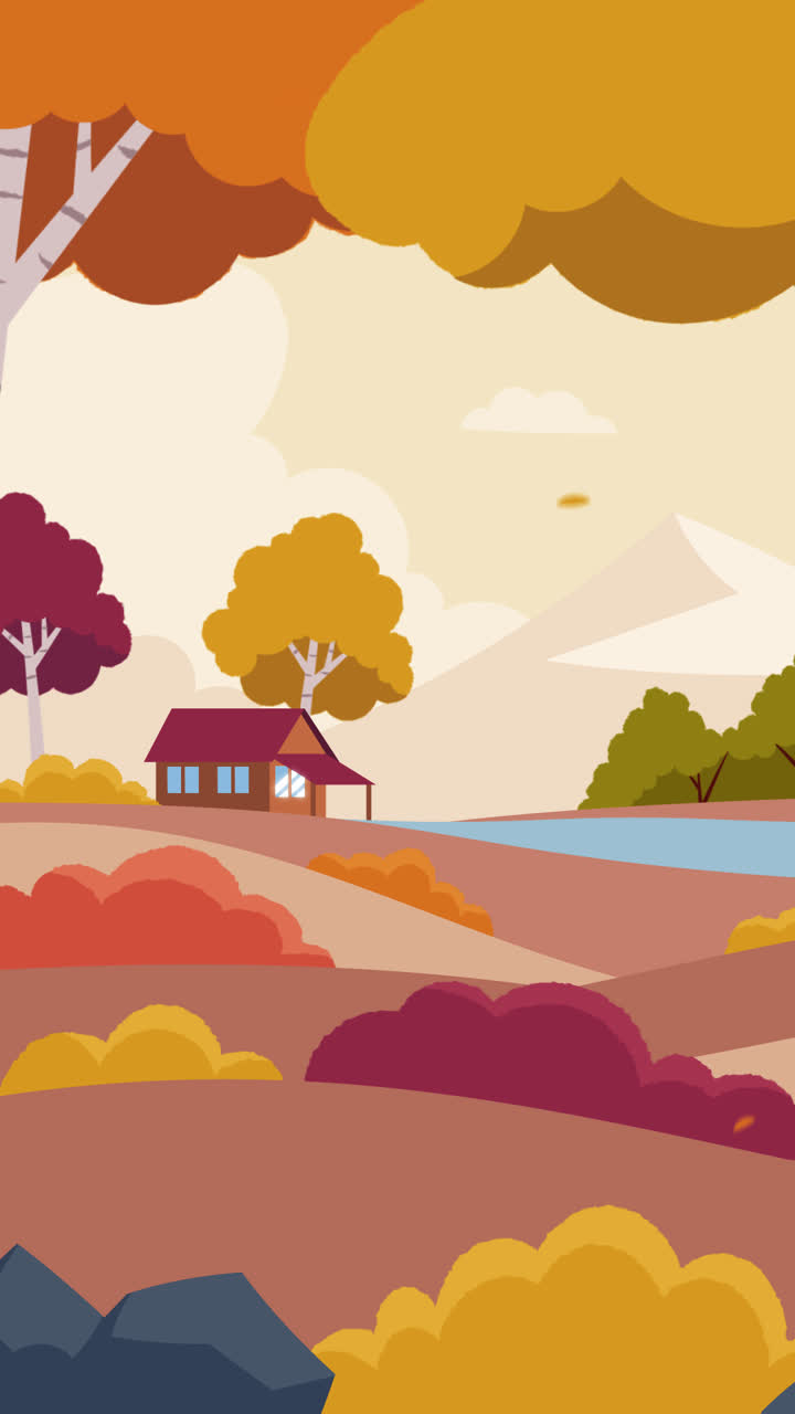 una animación de una ilustración plana de otoño dibujada a mano