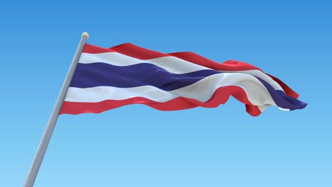 thailand flag on clear sky , seamless loop animation.