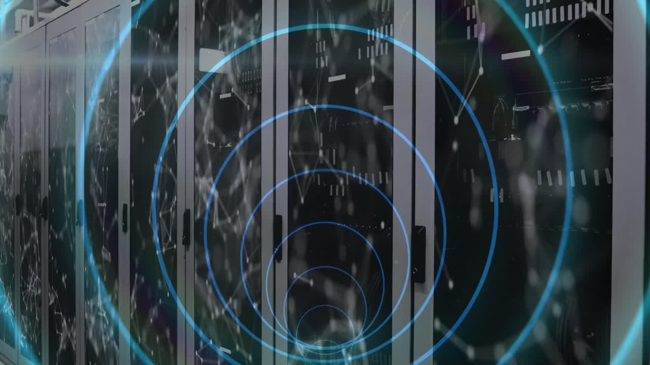 서버 방 위에 네온 모양의 터널의 애니메이션