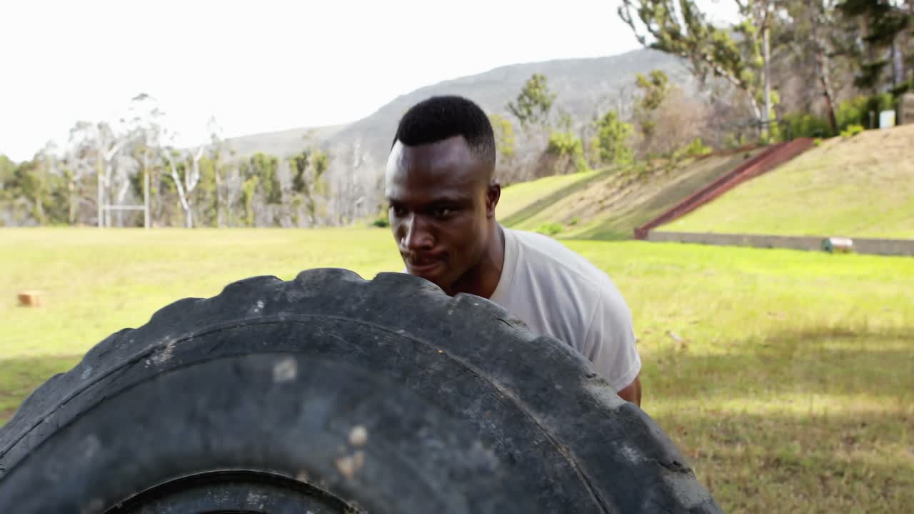 Military soldier during fitness training exercise