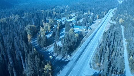 cabin-chalet-resort-RV-entering-Manning-Park-BC-summer-fall-winter-all-year-round-resort-for-getaways-with-family-friends-corporate-occasional-use-curvy-road-lodge-log-building-hand-made-vintage-hwy