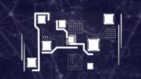 animación de redes de conexiones y procesamiento de datos sobre fondo negro