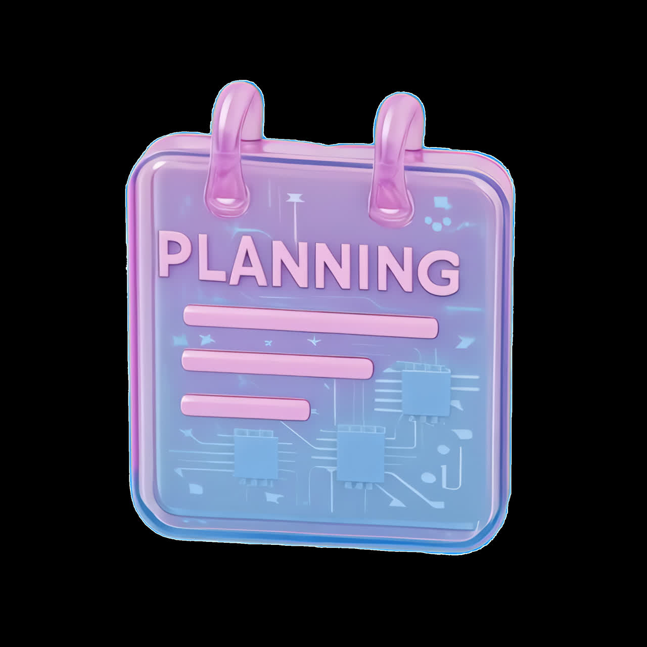 Colorful planning icon design animation isolated asset, transparent 4K video, alpha channel, ProRes