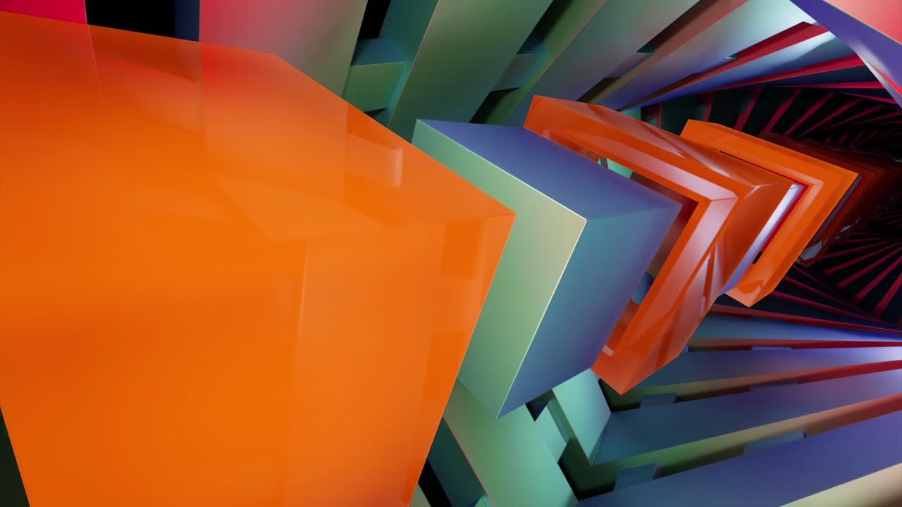 túnel 3d abstracto con formas geométricas coloridas