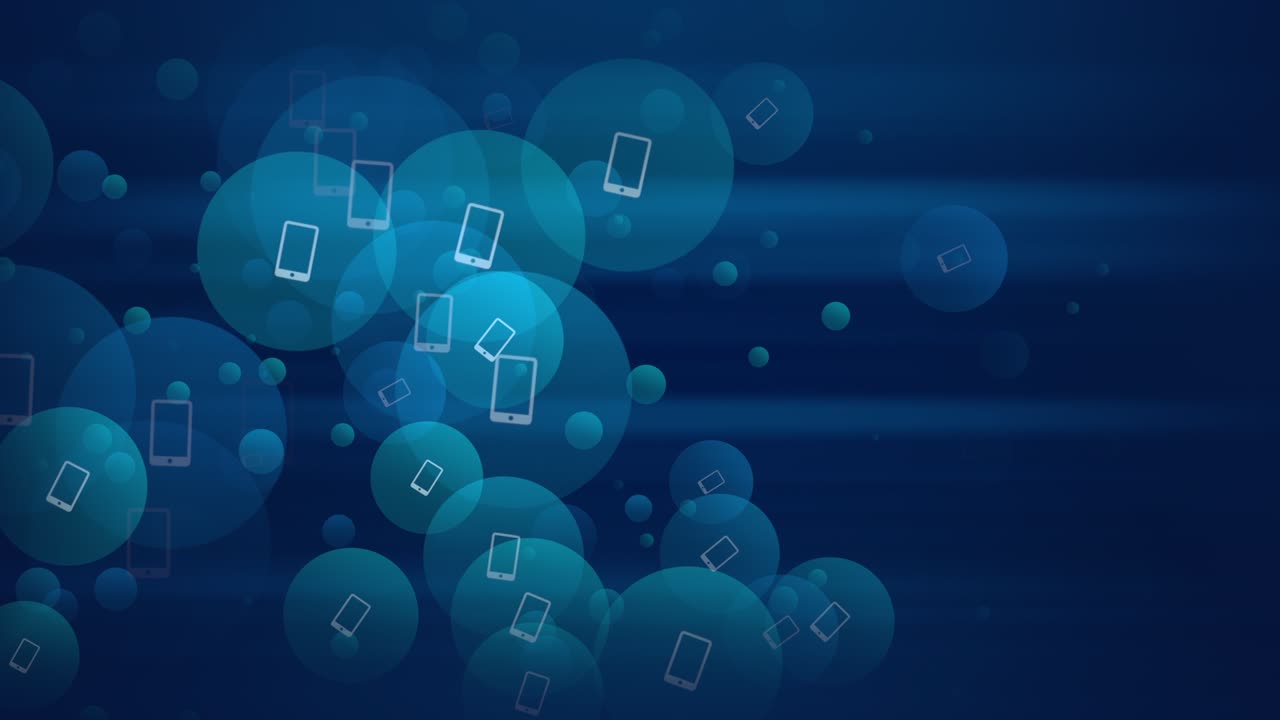 le icone dello smartphone volano sullo sfondo della rete
