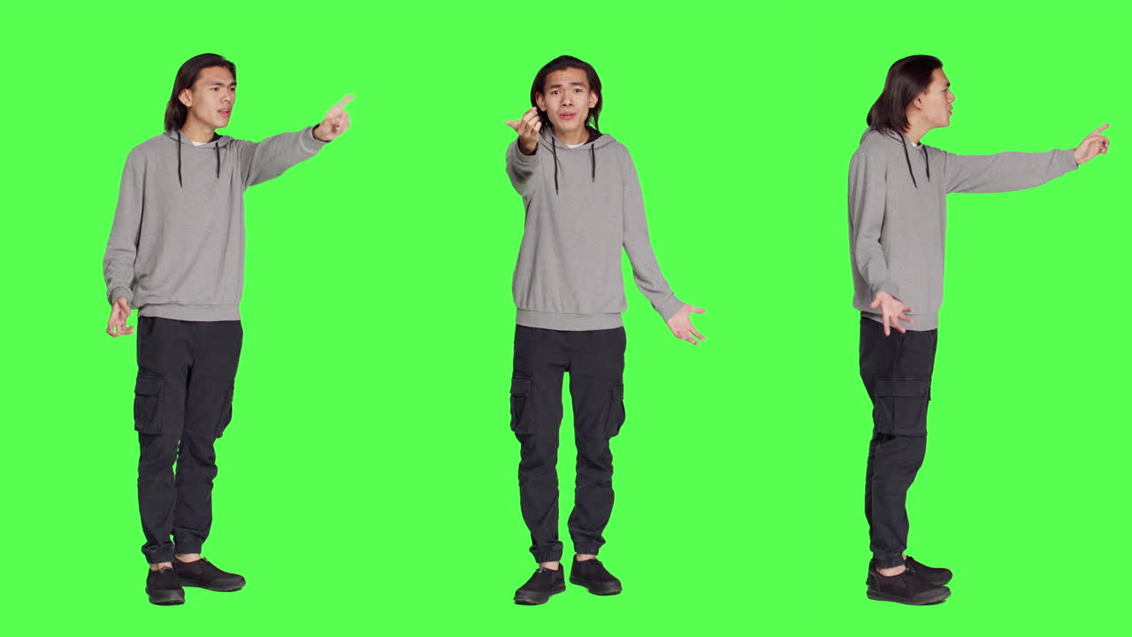 스튜디오에서 기호를 표시하지 않는 젊은 성인