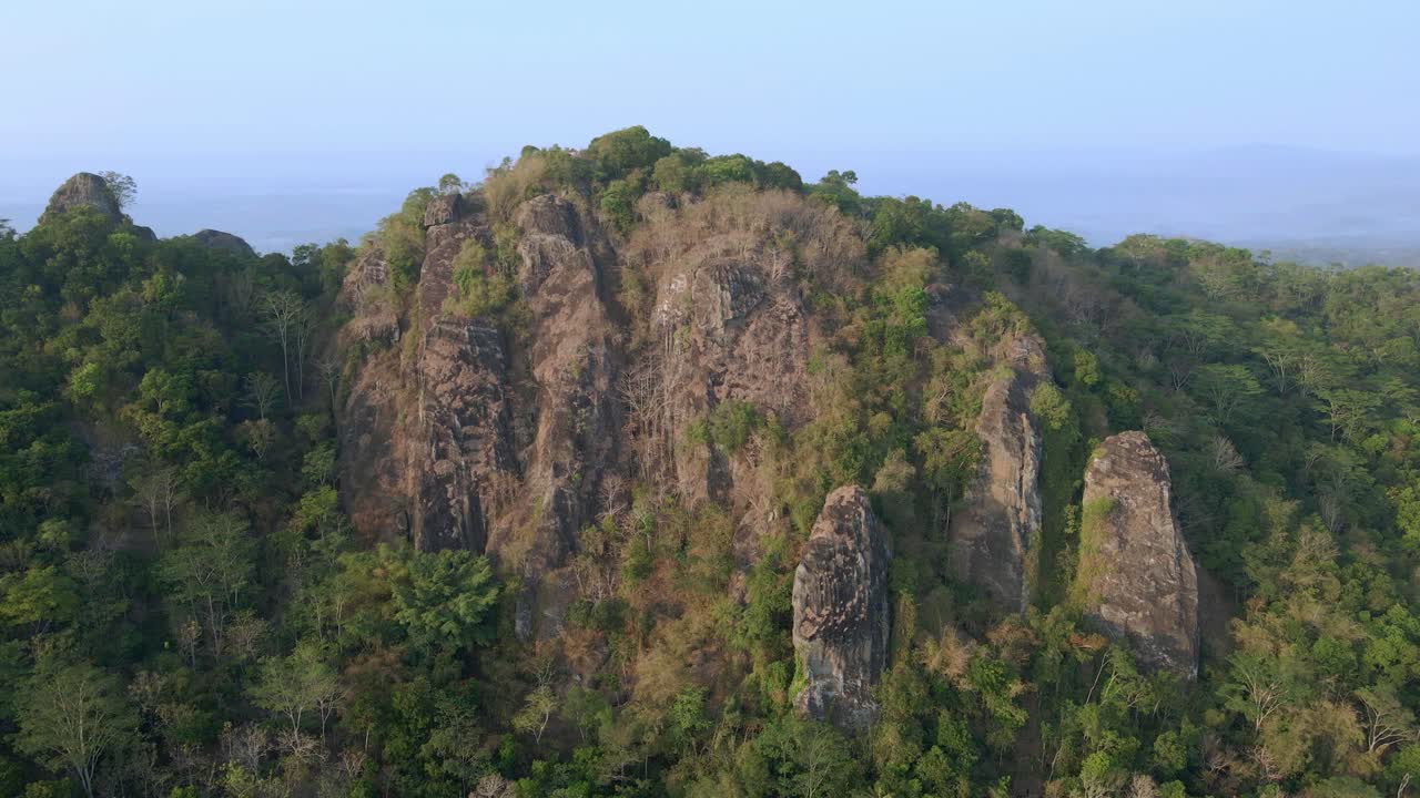 Bird's eye view of the ancient volcano Nglangeran in Indonesia
