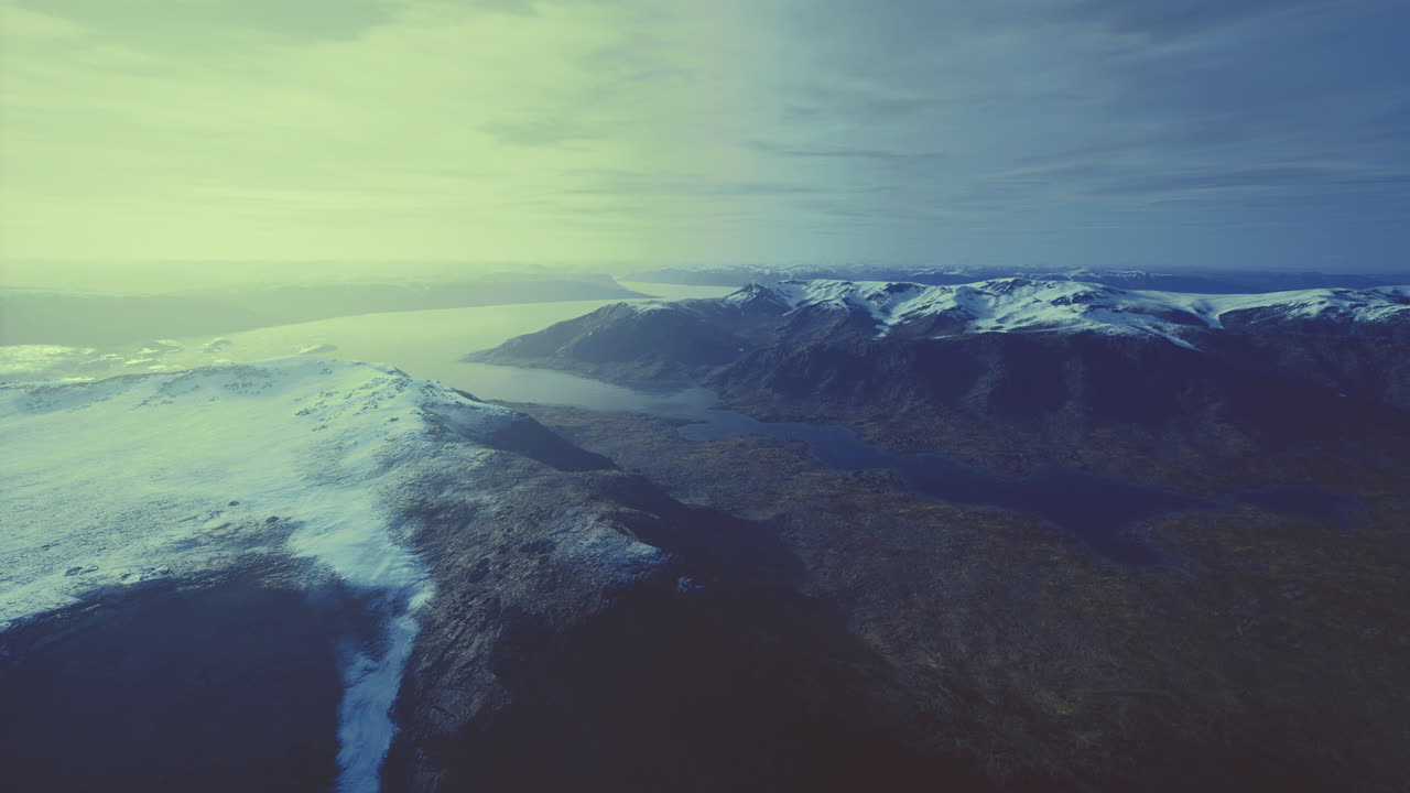 Snowy Mountain Fjord Landscape