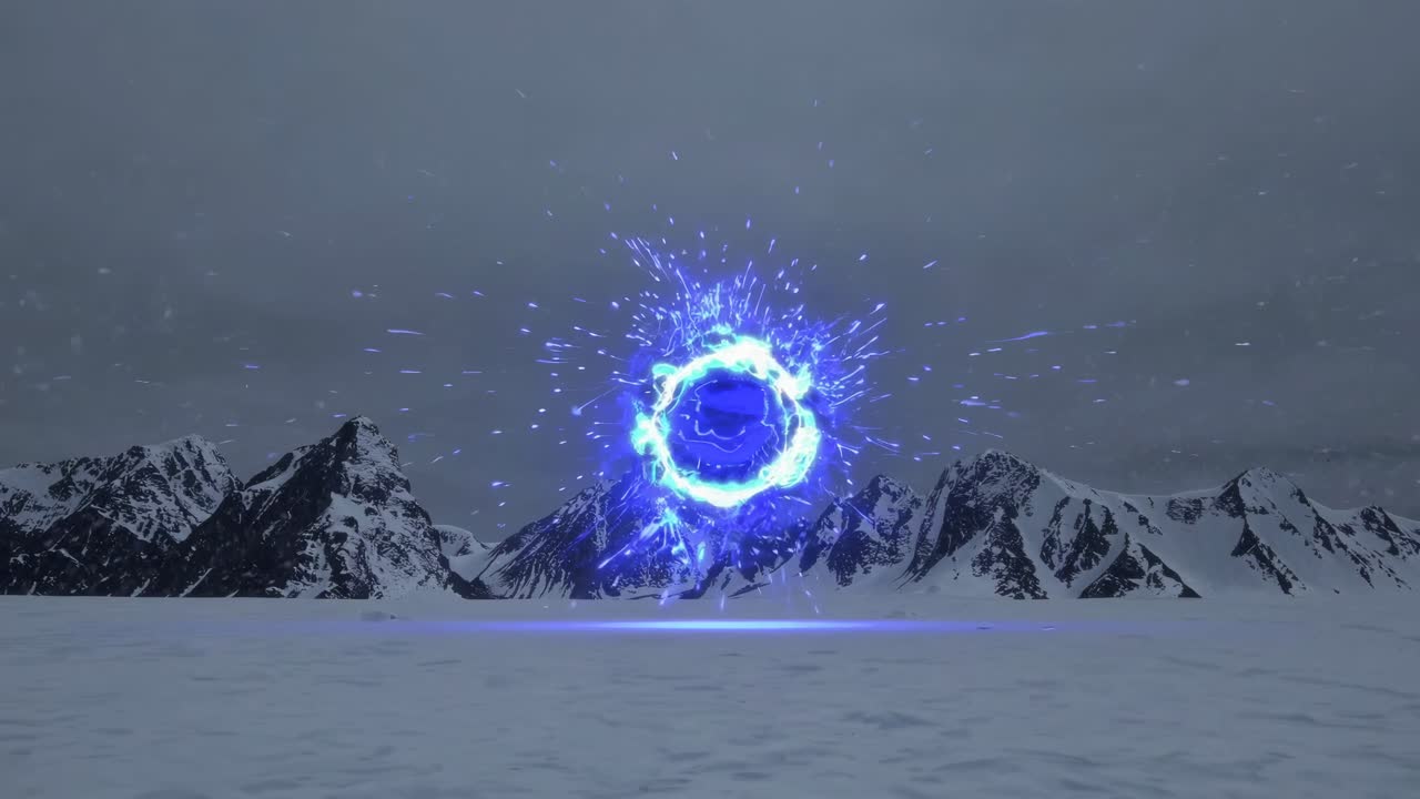 눈 인 북극 풍경에서 반이는 포털