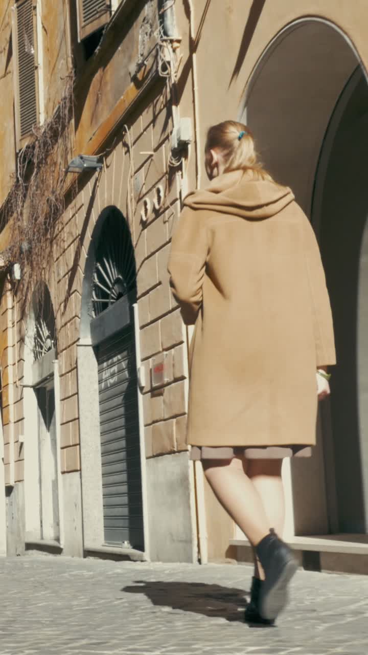 Woman walking on a street