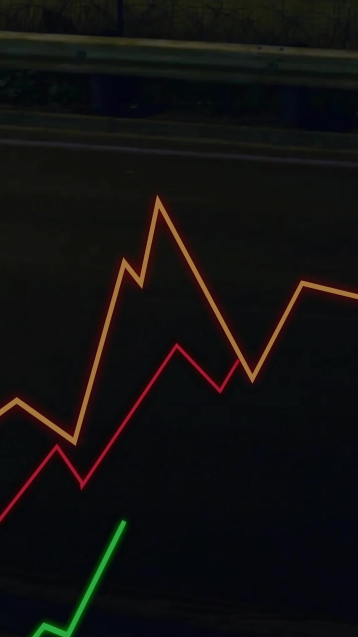 Animation of statistics and data processing over dark background