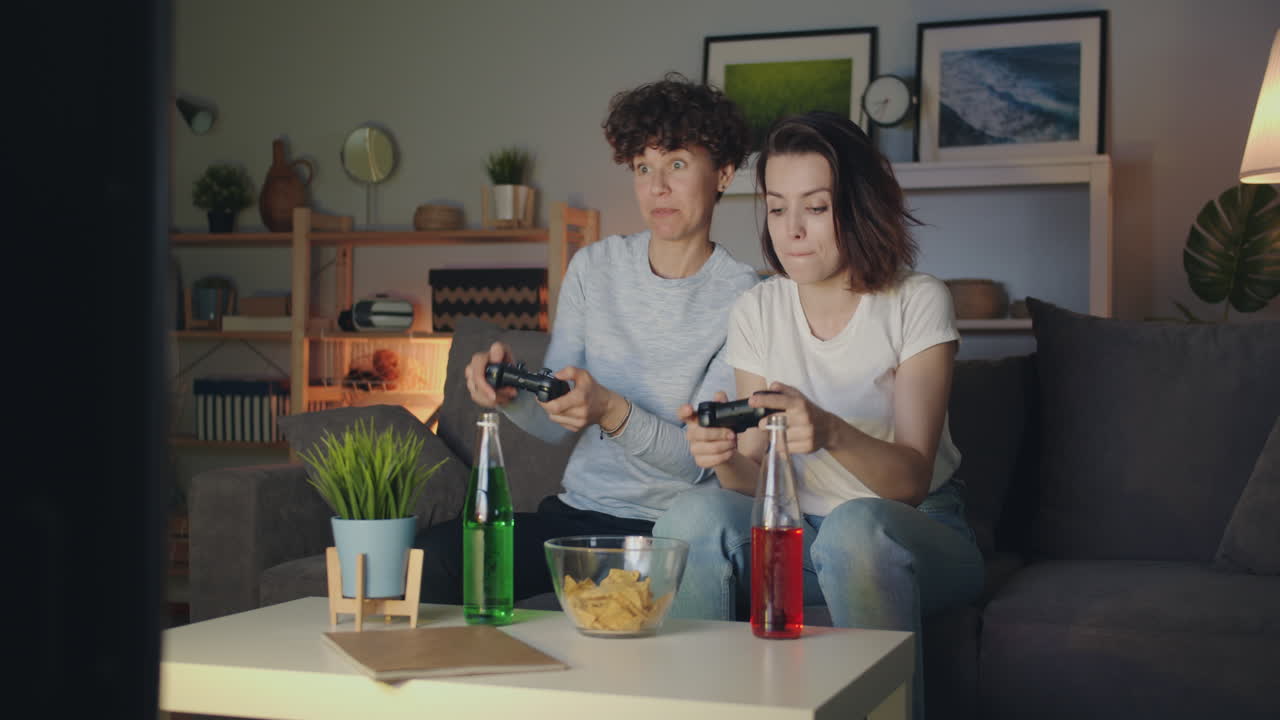 Two Women Gaming at Home