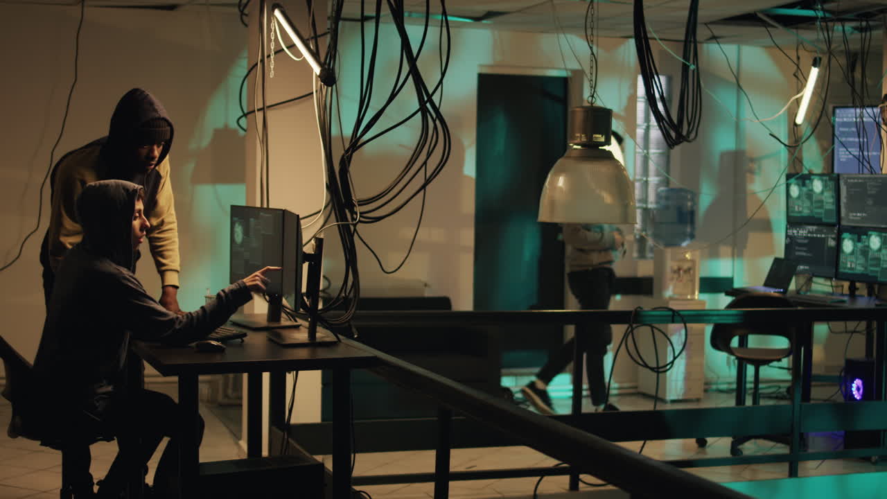 Hackers in a computer room