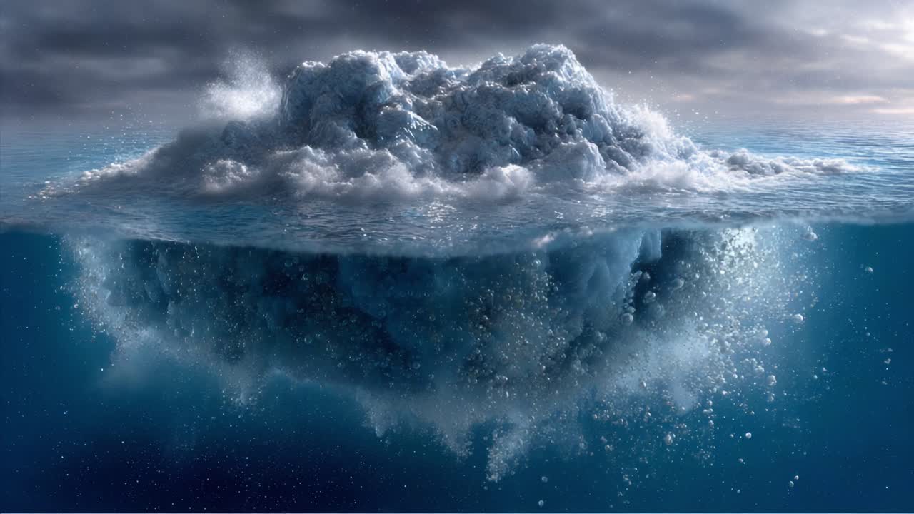 A Stunning View of a Gigantic Underwater Cloud Surrounded by Clear Water, Capturing the Beauty of Nature and the Mysterious Depths Below the Surface