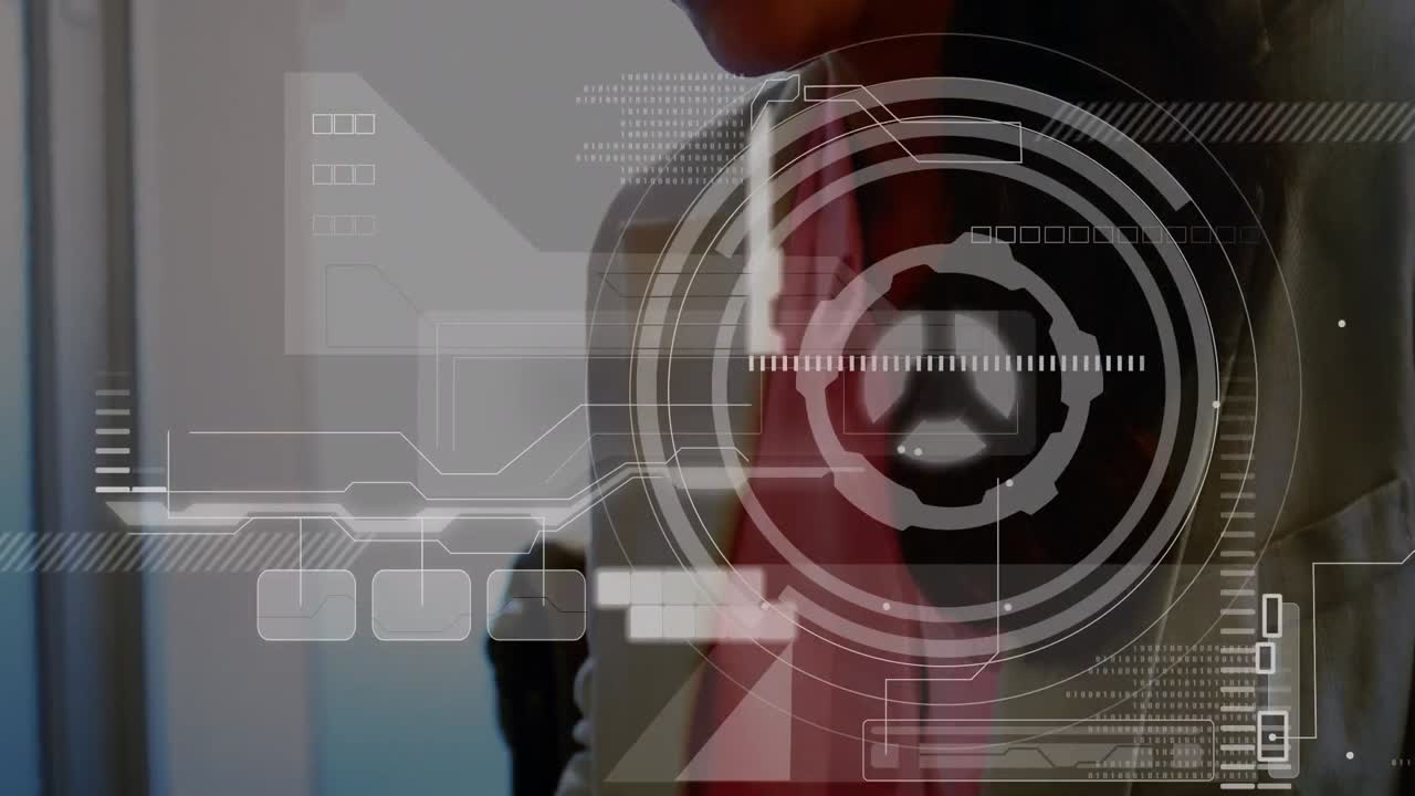 animación de un reactor de arco con barras de carga sobre una mujer latina escribiendo en un libro en la oficina