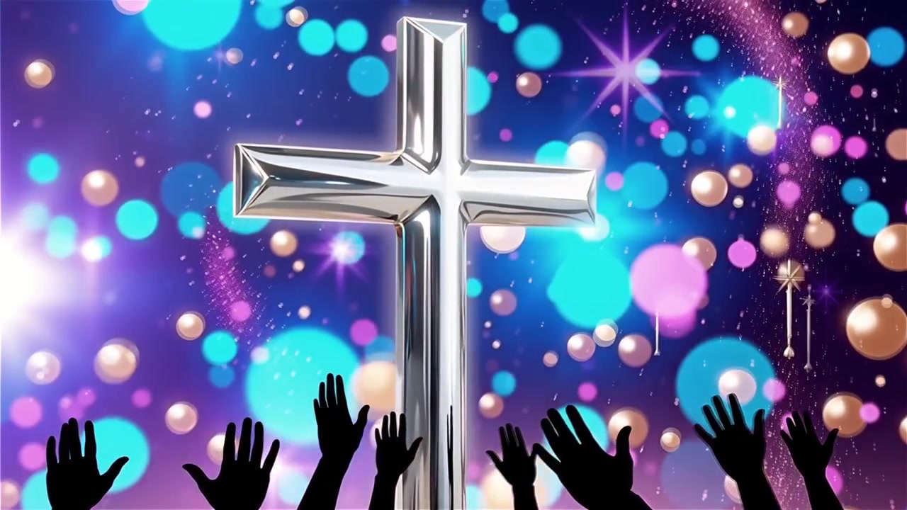 Croce Cristiana Luce Celestiale Sfondo per il Culto.