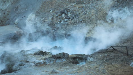 steaming from natural hot spring, hot creek geological site, califonia, us, slow motion