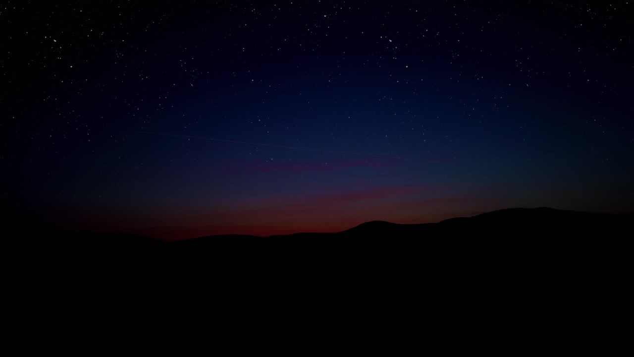 별이 빛나는 하늘과 언덕 위에 일몰