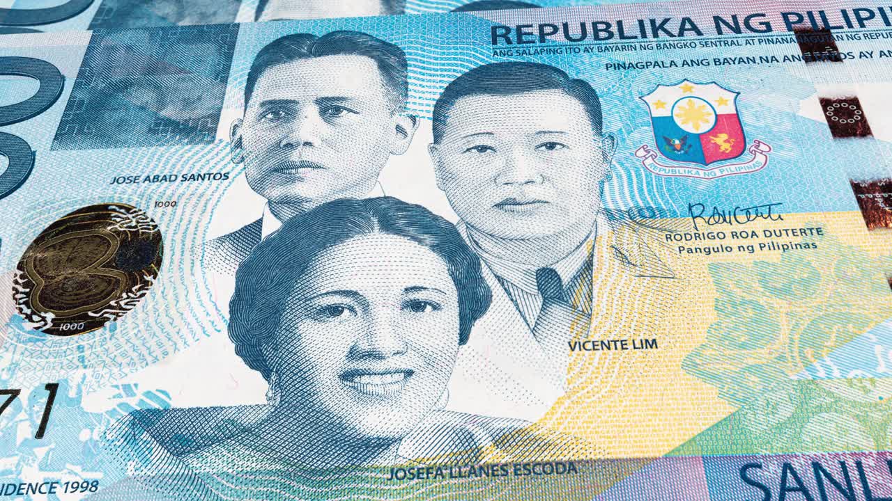 Phillipine peso, close up footage