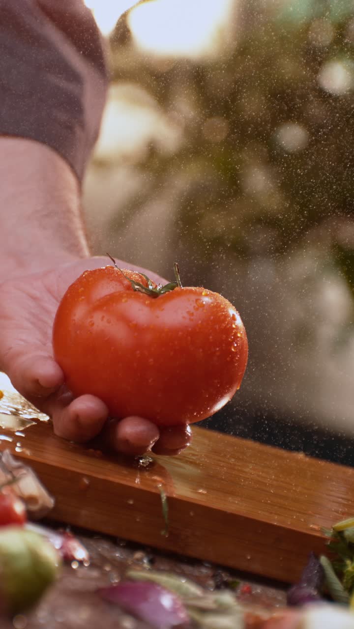 Fresh Tomato Slice with Water Splash