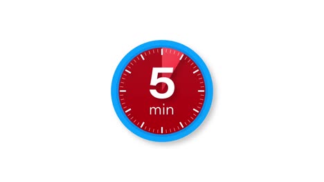 the 5 minutes timer. stopwatch icon in flat style.motion graphics.