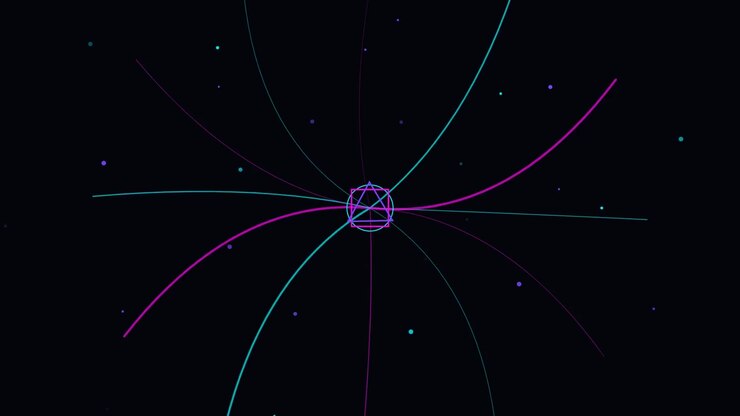 Abstract Geometric Animation with Pulsing Neon Lines and Particles