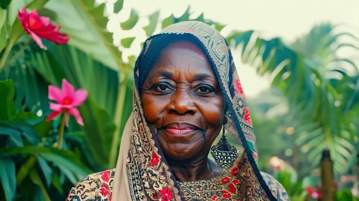 Smiling Senior Woman in Hijab