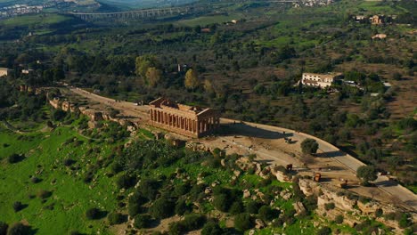 aerial view temple of concordia in the valle dei templi in agrigento