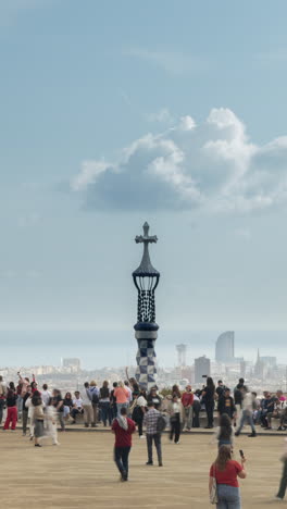 timelapse of the barcelona skyline shot from parc guell in vertical