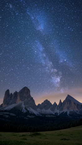 milky way over the dolomites mountains