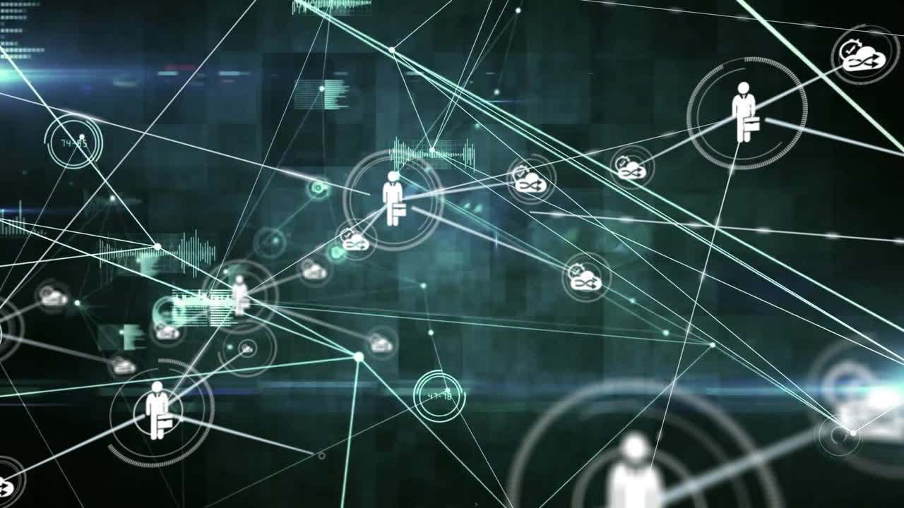 Network of connections and data processing animation over diverse people icons