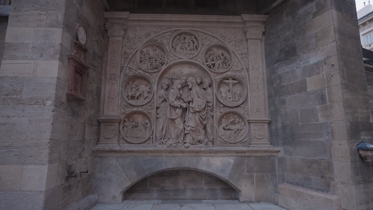 Detailed Stone Carving Bas-Relief Artwork