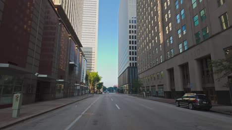 deserted street in downtown houston in the early morning