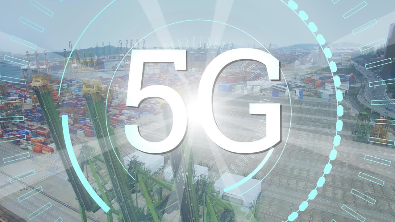 5g는 미래의 원과 항구의 한가운데에 쓰여져 있습니다.