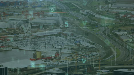 animación del procesamiento de datos sobre el paisaje urbano