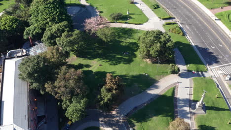 aerial - recoleta neighborhood, buenos aires, argentina, wide spinning shot