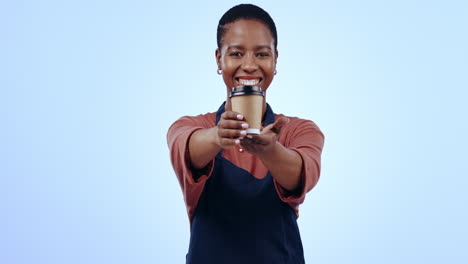 black woman, barista giving coffee