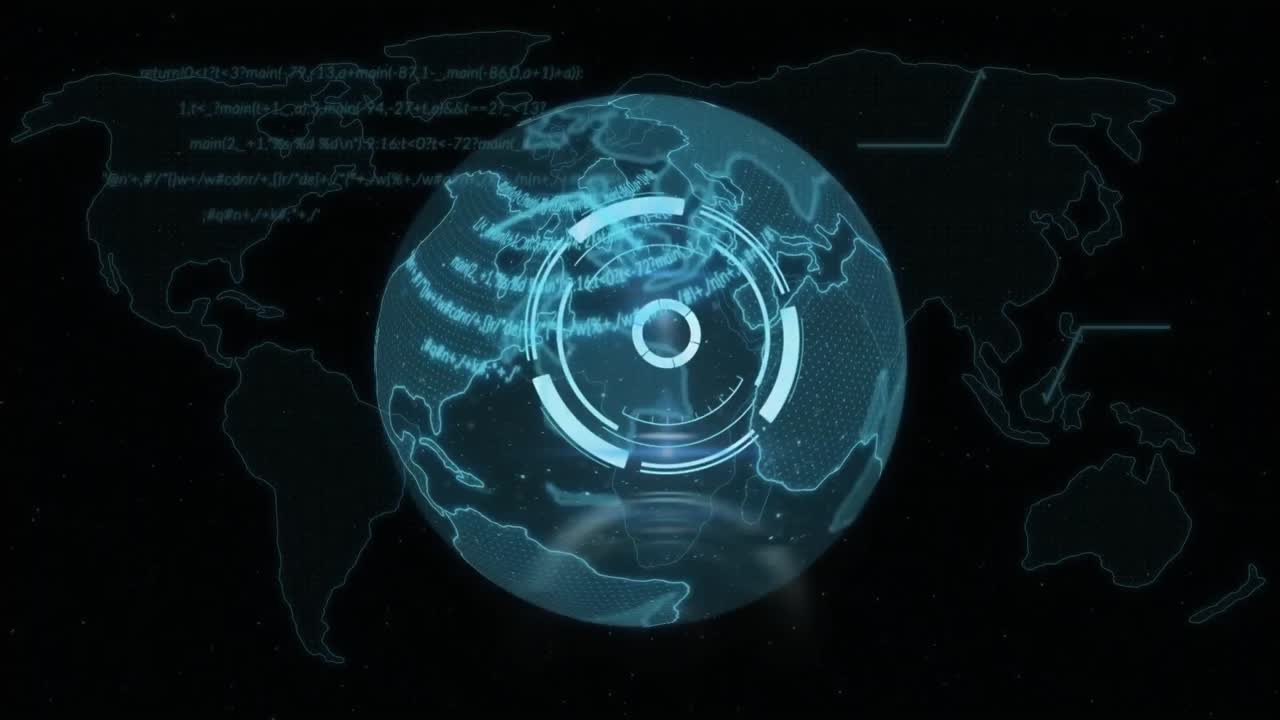 Animation of data processing and scope over globe