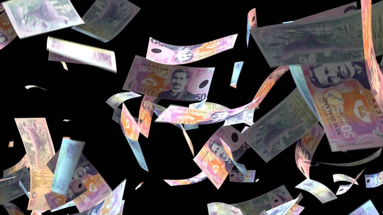 떨어지는 뉴질랜드 50달러 지폐