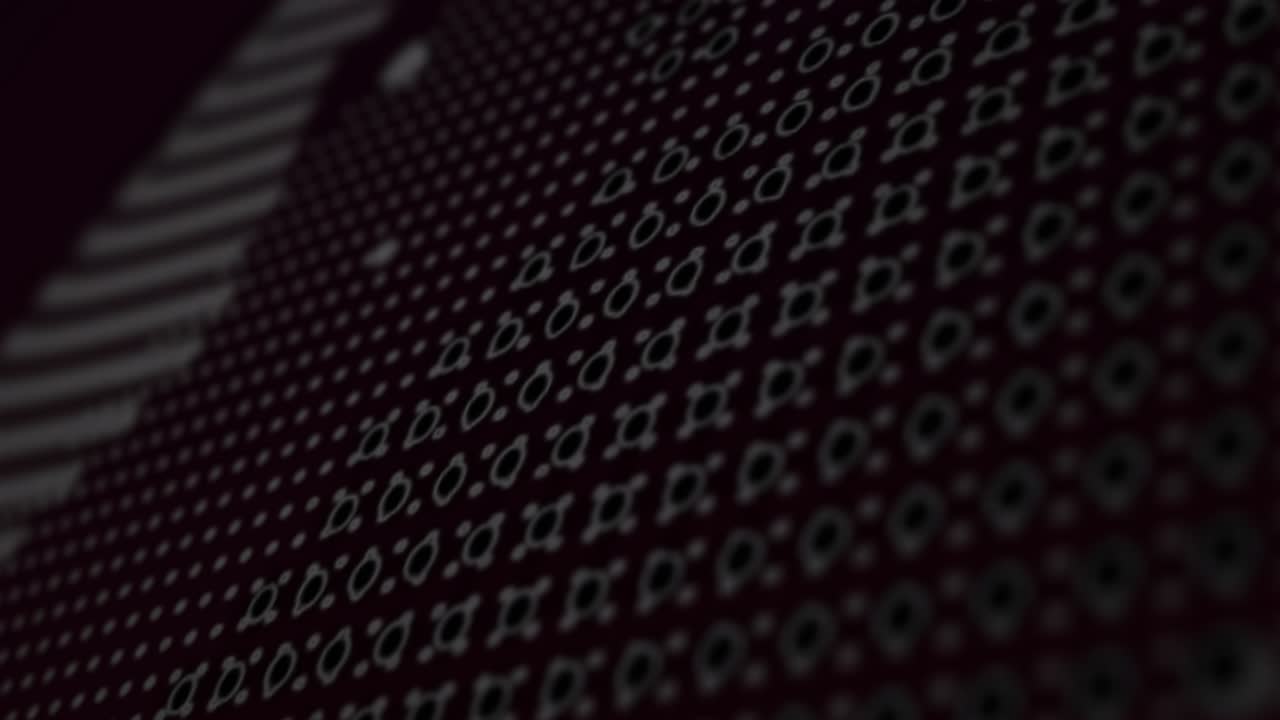 Noise drifting over void sparking red binary streams cascading, globe rotating, showing data flow