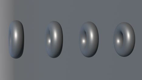 la bola dorada suave vuela a través del toroide gris negro capaz de hacer un bucle sin problemas de 4k