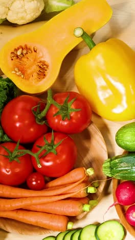 colorful vegetables arranged neatly on a table