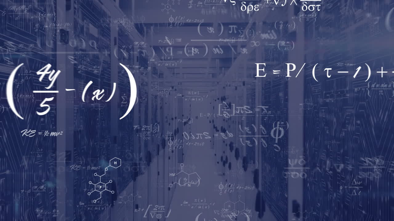 컴퓨터 서버를 통해 수학적 데이터 처리의 애니메이션