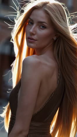 woman in a gold dress
