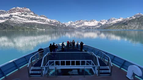 excellent view of glacier bay from the bow of a cruise ship