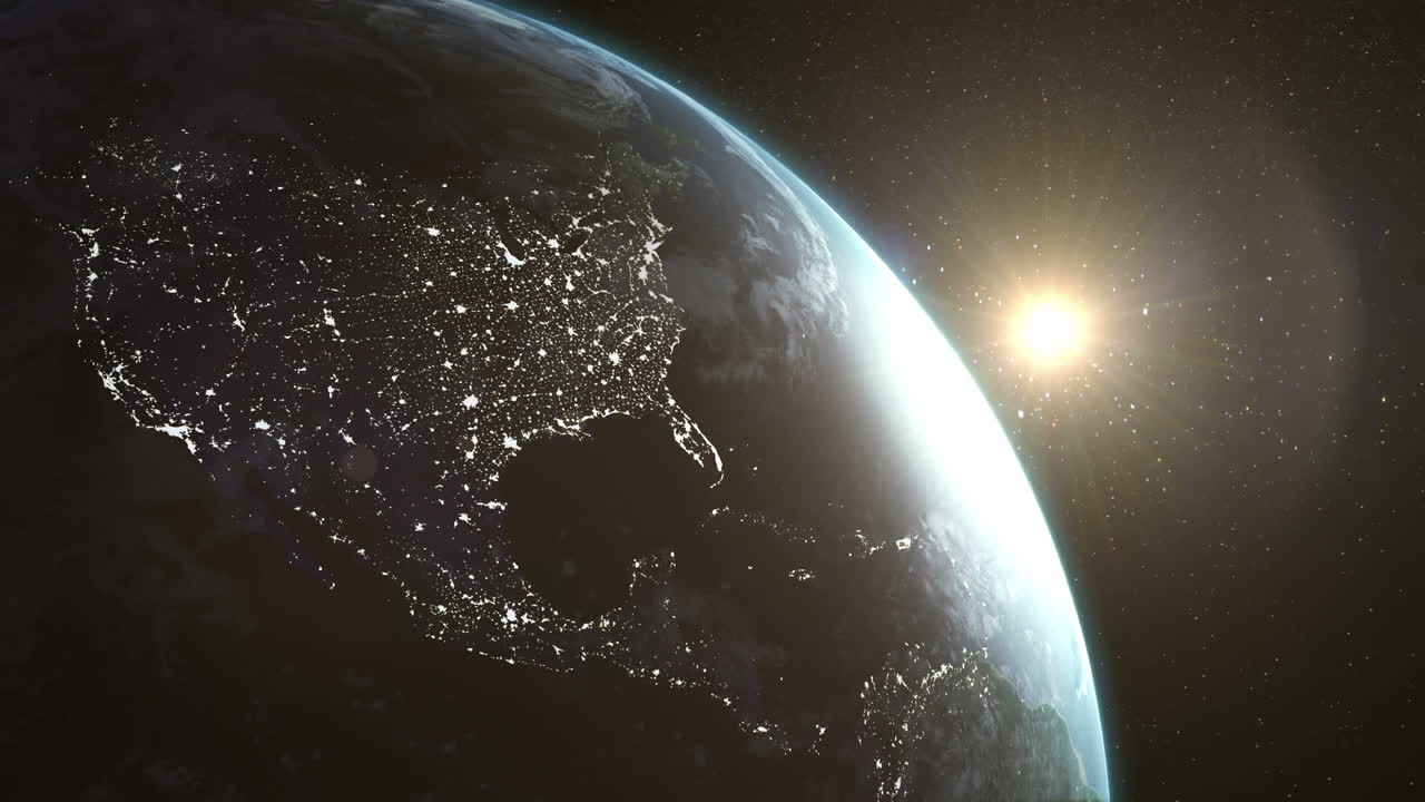 지구 와 태양 을 위성 으로 보는 모습