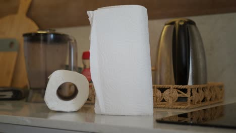 kitchen counter with paper towels and appliances