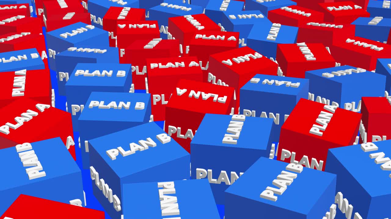 a계획과 b계획의 개념을 가진 큐브의 줄