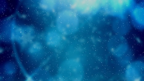 animación de un paisaje de invierno con nieve cayendo contra un fondo azul