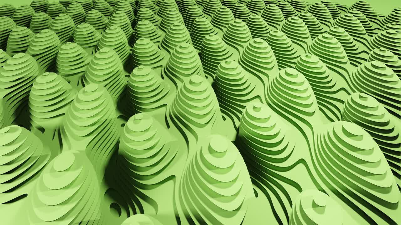 animación abstracta en bucle 3d con un patrón de colina repetitivo verde